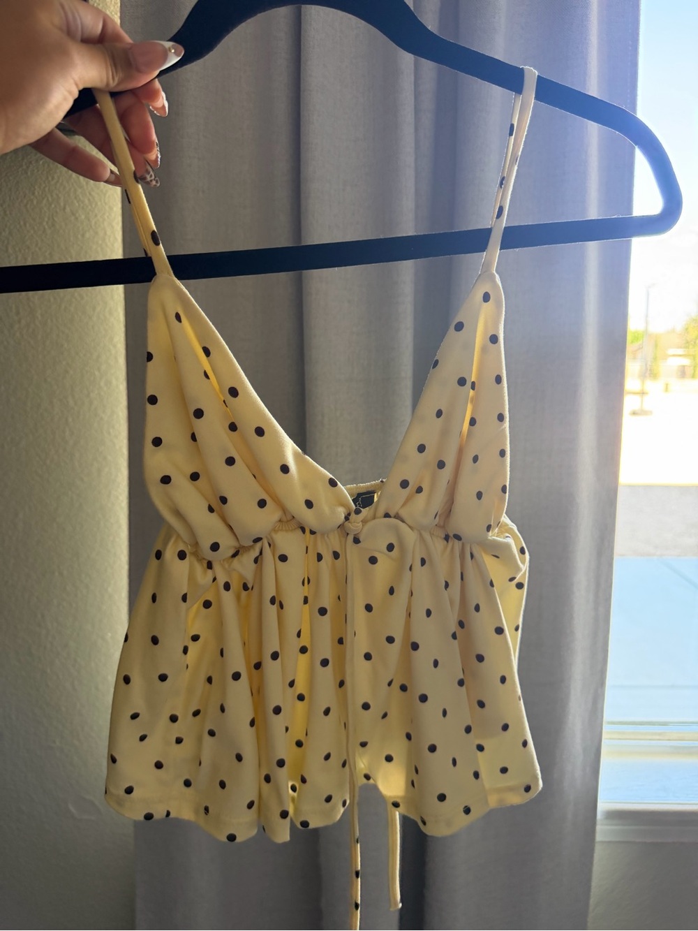 Express Yellow Polka Dot Satin Bandeau Cami